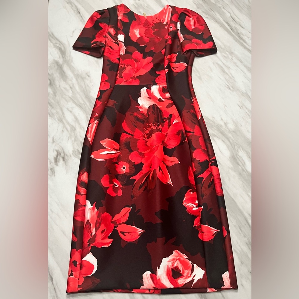 Calvin Klein red floral dress